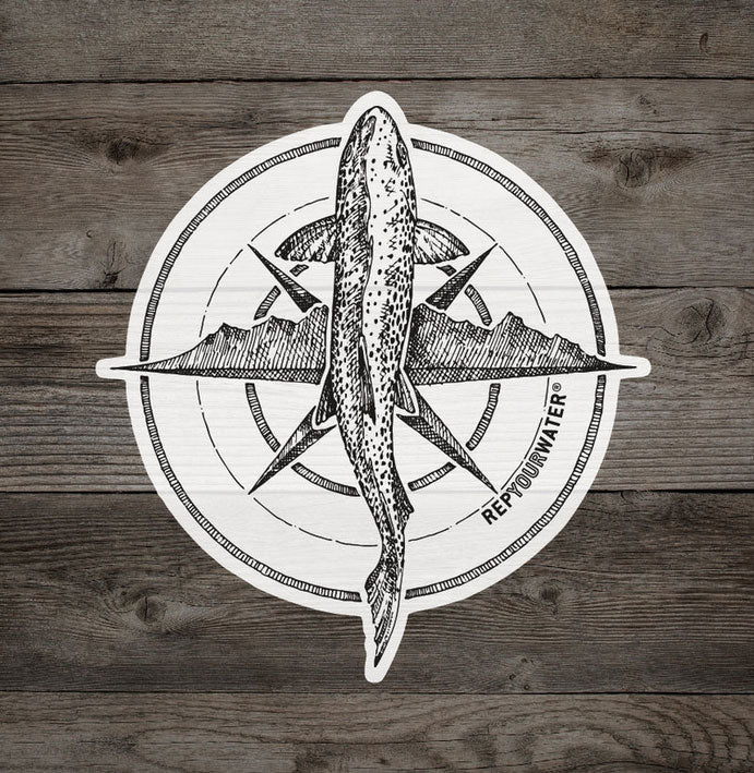 RepYourWater Trout Compass Sticker