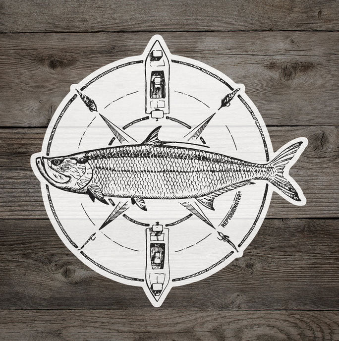 RepYourWater Tarpon Compass Sticker