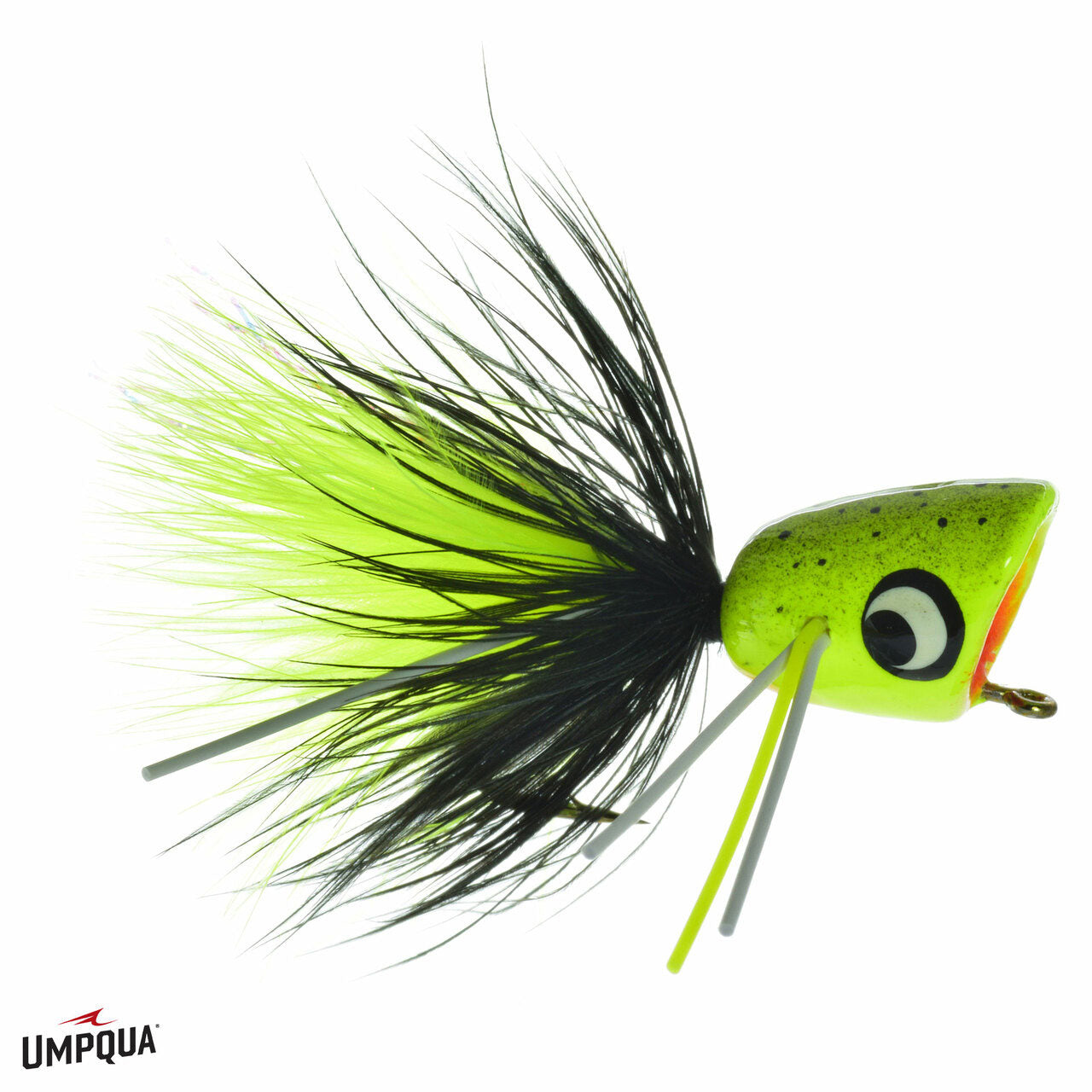 Umpqua Bass Popper Chartreuse Splatter